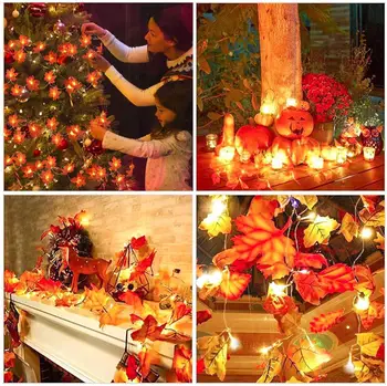 Led Maple Leaf Lys String juletræ scene, Dekoration Thanksgiving Dekoration Udendørs julelys