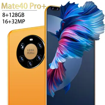 Mate40 Pro+ 7.3 Tommer Smartphone 2021New Globale Version 128GB 32MP 6800mAh Deca Core Fuld Skærm Mobiltelefon Dual SIM