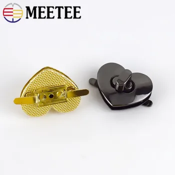 Meetee 2/5pcs Taske metalspænde Vende Twist Lock Spænder DIY Taske Pung Hjerte Form Hardware Lukning af Poser, Dele, Tilbehør E6-6