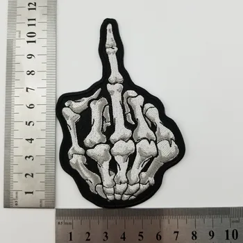 Midterste Finger Broderet Programrettelser Til Tøj Mode Hot Sell Punk Rocker Dekoration Design