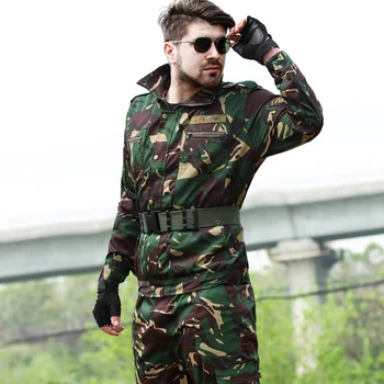 Militær Uniform Særlige Styrker Udendørs Camouflage Dragt Uddannelse CS Bekæmpe Jagt Tøj med Lange Ærmer Jakke + Bukser Mænd Kvinder