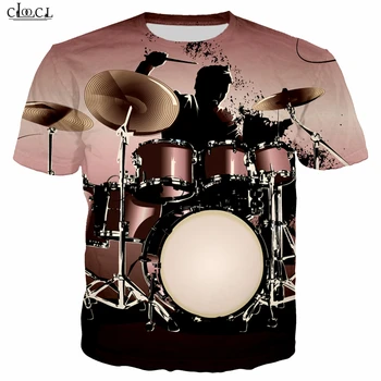 Mode Bass Drum Sæt T-Shirts, 3D-Print Musikalske Instrument, Sjove T-Shirt til Mænd, Kvinder kortærmet Sweatshirt Casual Pullovere