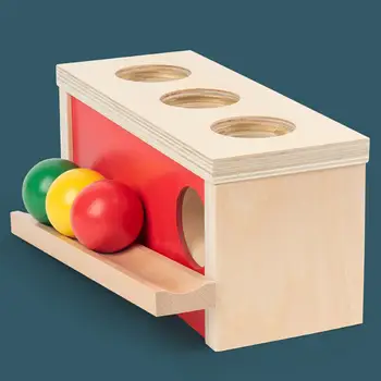 Montessori Objekt Varig Kasse Træ-Toy-Bakken, og Bolden Drop Gul Rød Grøn Bolde Baby Læring Legetøj