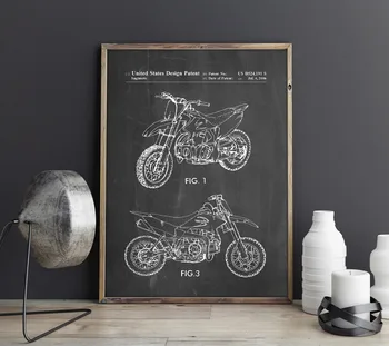 Motorcykel patent -, kunst -, Snavs Cykel for Yamaha væg kunst , plakater, rum udsmykning, print,blueprint, gave ide,vægdekorationer