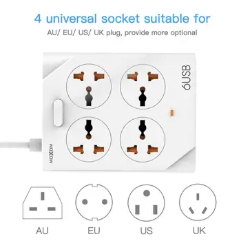 MOXOM Smart Home Electronic Power Strip Socket Hurtig Opladning 6 USB + 4 Stik Standard Plug-Interface Udvidelse EU UK