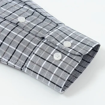 Mænd ' s Plaid Kontrolleret Oxford Button-down Skjorte Broderet Logo Standard-fit langærmet Behagelig Blød Bomuld Casual Skjorter