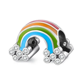Ny Mode 925 Sterling Sølv Charmerende rainbow charms perler Passer Oprindelige europeu Charme Armbånd Smykker at gøre