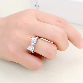 Nye Ankomst Dejlige Sløjfeknude Design Kvindelige 925 sterling sølv Smykker Ring med Micro Banet Bow Tie CZ Sten til Fest Dating