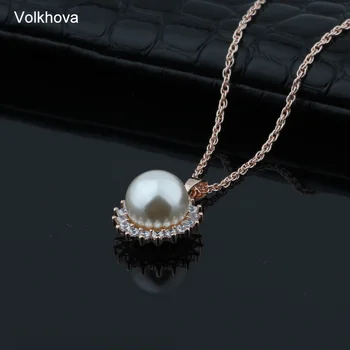 Nye Fine Shell Perler Lange Halskæder Mikro-voks Indlæg Naturlige Zircon Luksus Vedhæng 585 Guld, Kvinder Mode Smykker