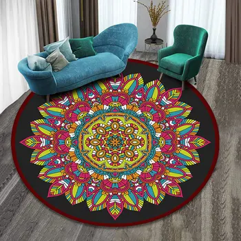 Nye Kort Plys Mandala Tæppe Runde Tæpper til stuen, Soveværelset yogamåtte sædehynde Anti-slip Vand-Absorberende