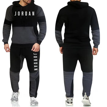 Nye vinter mænds sportstøj varm fløjl mænds sport patchwork passer hætte sweatshirt FITNESSCENTRE trænings bukser trænings-og løbetøj