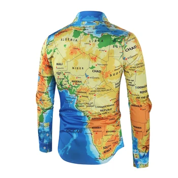 Nyt Kort, Digital Udskrivning af Mænds Mode Afslappet langærmet Camisa Masculina Shirt