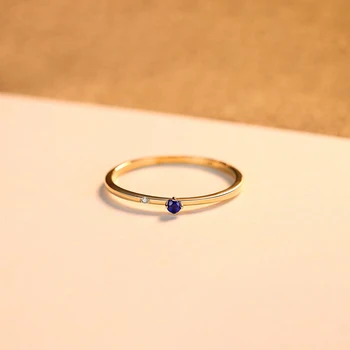 PAG&MAG Ægte 14K Guld 585 Ringe Cirkel Blå Topas Ægte Guld Ring For Kvinder Lover koreanske Ring Smykker at foretage Engagement