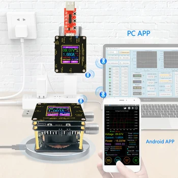 QI Trådløse Oplader Tester Farve TFT Bluetooth-android, PC-app USB Aktuelle Spænding meter Indlæs Detektor indikator DC-voltmeter