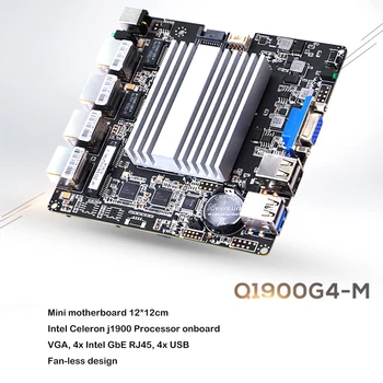 Qotom Mini-PC Q190G4U med 4 Gigabit NIC at bygge en router/ firewall, Fanless PFSense apparat, J1900 Mini-PC Quad core 2 GHz
