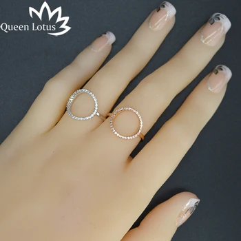 Queen Lotus Ny Simpel Cirkel Form Zircon Ring Mode Kvindelige Smykker Infinity Tegn Kvinder Ringe til Fest gratis Fragt