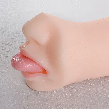 Realistisk Pocket Pussy Dyb Hals Mandlige Masturbator Oral Sex Blowjobs Onani-Cup med Tænder, Tunge Sex Legetøj til Mænd