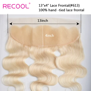 Recool Hår 613 Bundter Med Frontal Brazilian Krop Bølge Med Lukning Honning Blonde Remy Human Hair Bundter Med Frontal