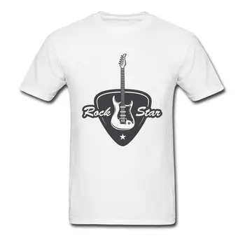 Rock Guitar T-shirt Mænd Punk Style T-Shirt Hvid Grå Toppe & t-Shirts Enkel Streetwear Brugerdefinerede Studerende Rabat på Tøj Bomuld