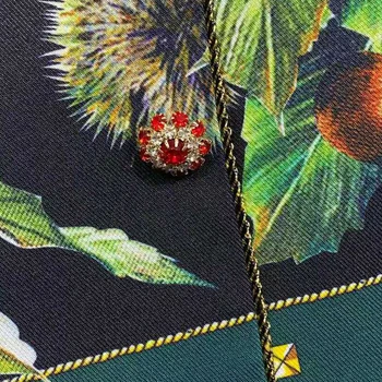 SEQINYY Sicilien Style Shorts 2021 Sommer Forår Nye Mode Design til Kvinder, Grønne Blad Chestnut Print i Høj Kvalitet Krystal Knap