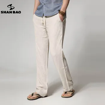 SHAN BAO mærke mænds lige løs høj kvalitet bomuld tynd casual bukser 2020 originale Kinesiske stil bukser hvid sort