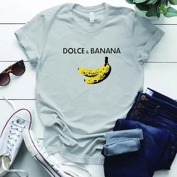Sjove T-Shirt Dolce&banana Print Kvinder kortærmet Harajuku Plus Size Ulzzang Tumblr T-Shirt Vogue Frugt Style Søde Toppe