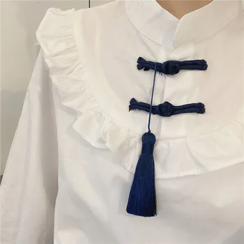 Skjorter Kvinder Stå Krave Langærmet Hvid Efteråret College Fashionable Koreansk Stil Damer Bluser Elegant Casual Dejlig Enkel