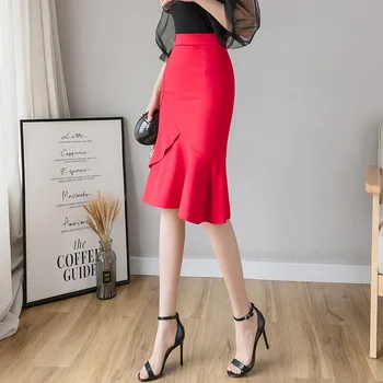 Streetwear Kvinder Plus Size Harajuku Kontor Dame Nederdele Casual Red Havfrue-Nederdel Sort Koreanske Elegant Høj Talje Nederdele Kvindelige