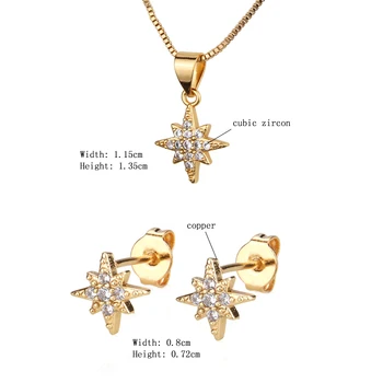 SUNSLL Mode guld kobber smykker sæt hvide cubic zircon geometriske øreringe halskæde sæt kvinder bryllupsfest smykker vedhæng set