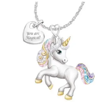 Søde Rainbow Unicorn Halskæde Mode Tegnefilm Dyr Halskæde Gaver til Børn, Fødselsdag, Jubilæum Smykker