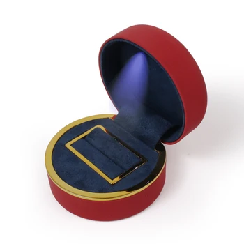 TA MINGREN nye LED-round high fashion smykker boks vielsesring vedhæng emballage vise velourkant gave til kæreste