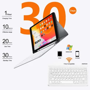 Tastatur Læder taske til iPad 10,2 tommer med Trådløs Bluetooth-Tastatur-USB-Magnetiske Tastatur Cover med Pen Indehaveren