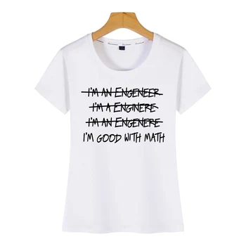 Toppe, T-Shirt Kvinder ingeniør im god med matematik-Mode, Vintage Kort Kvindelige Tshirt