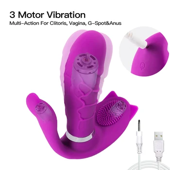 Trådløs Fjernbetjening Dobbelt motor Butterfly Bærbare Dildo Vibrator Til Kvinder Anal Vibratorer G-Spot anus Stimulator Klitoris Massager