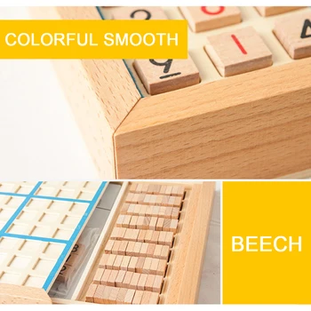 Træ-Sudoku Skak Børn Bøg Internationale Brikker Folde Spil 1 til 9 Tabel Toy Gave Læring Uddannelse Puslespil Legetøj