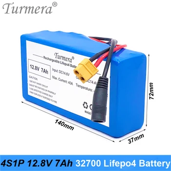 Turmera 32700 Lifepo4 Batteri 12.8 V 7Ah 14Ah 21Ah 4S 40A Balancing BMS for El-Båd og Uninterrupted Power Supply 12V