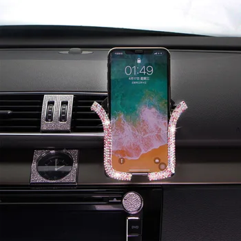 Universal Bil Holder Telefonen med Bing Krystal Rhinestone Bil Air Vent Mount Klip Mobiltelefon Holder til iPhone Samsung Bil Holder
