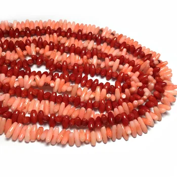 Vandret hul ris formet coral perler 8X14mm længde 38cm Koral sten coral perler til smykker at gøre DIY-halskæde-armbånd