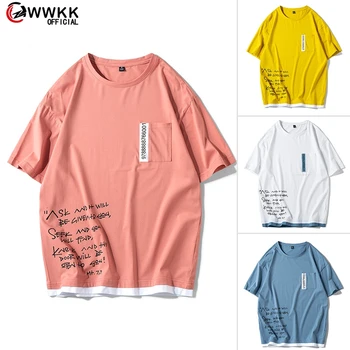WWKK 2020 Bedste Kvalitet Alfabet print T-Shirts til Mænd, Kvinder Casual Bomuld lomme Løs Top Casual t-Shirts T-Shirts i Stor størrelse M-4XL
