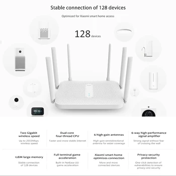 Xiaomi Redmi AC2100 Gigabit Router 2,4 G 5.0 GHz Dual-Band 2033Mbps Trådløse Router Wifi Repeater Med 6 High Gain Antenner Bredere