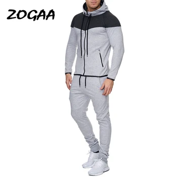 ZOGAA 2020Hot Salg Herre MODE Normcore Sweatsuit Sæt Casual Bomuld Lynlås 2 delt Sæt Sportstøj Herre Tøj, Træningsdragt, Sæt