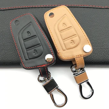 Øverste lag læder Ægte Læder nøgle dække Bil tegnebog For Toyota RAV4 Corolla Camry Crown Prado Vigtigste sager, Auto Tilbehør
