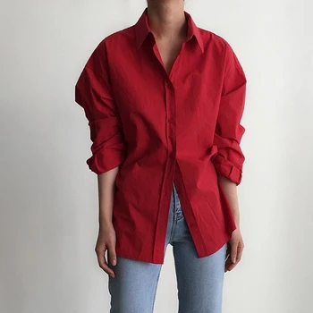 2021 Vintage Solid Knappen Cardigan, Skjorter Kvinder Plus Size Damer Toppe Efteråret Koreanske Smarte Langærmede Bomuld Kvinder Bluse 10156