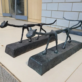 70cm Bronze Kat Skulptur Bronze Kat Statuen er Inspireret af Alberto Giacometti Kat Bronze Skulptur Interiør Hjem Kunst, Indretning, Gaver