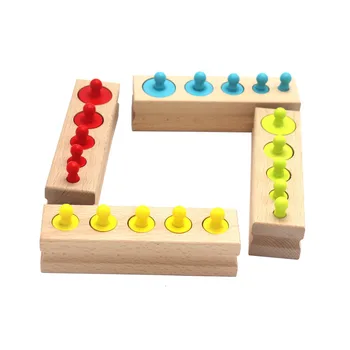 Baby Montessori Pædagogisk Legetøj Af Træ Farverige Socket Cylinder Blok Indstillet Til Børn Uddannelsesmæssige Børnehave Tidlig Læring Legetøj
