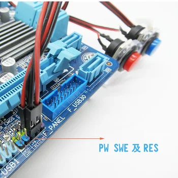 Dual-Knapperne + Skrue Reset Switch wire Mohterboard ATX Power Kabel-50cm DIY Akryl Beslag Mainframe Kasse for Virksomheden DIY 50cm