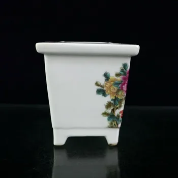 Kinesisk gamle porcelæn Pastel Fu kylling mønster Rkant Flower Pot