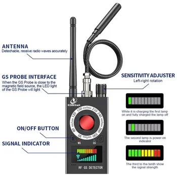 RF-Signal K18-Detektor Skjult Kamera Detektorer Trådløse Detektor Fejl Anti GPS Hotel Kamera Finder