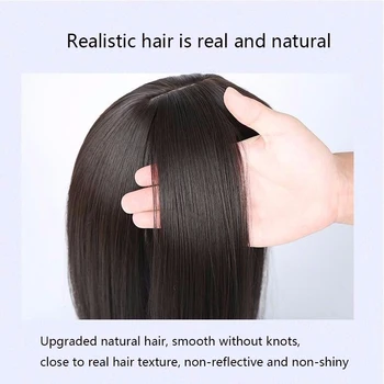 TALANG Lige hår Kvinder Topper Lys i Et stykke Hair Extension med Bangs menneskehår blandet Syntetisk hår Klip-i Toupéer