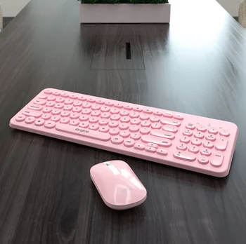 Trådløst tastatur og mus sæt pige sød pink punk tastatur egnet til stationære computer, bærbare kontor
